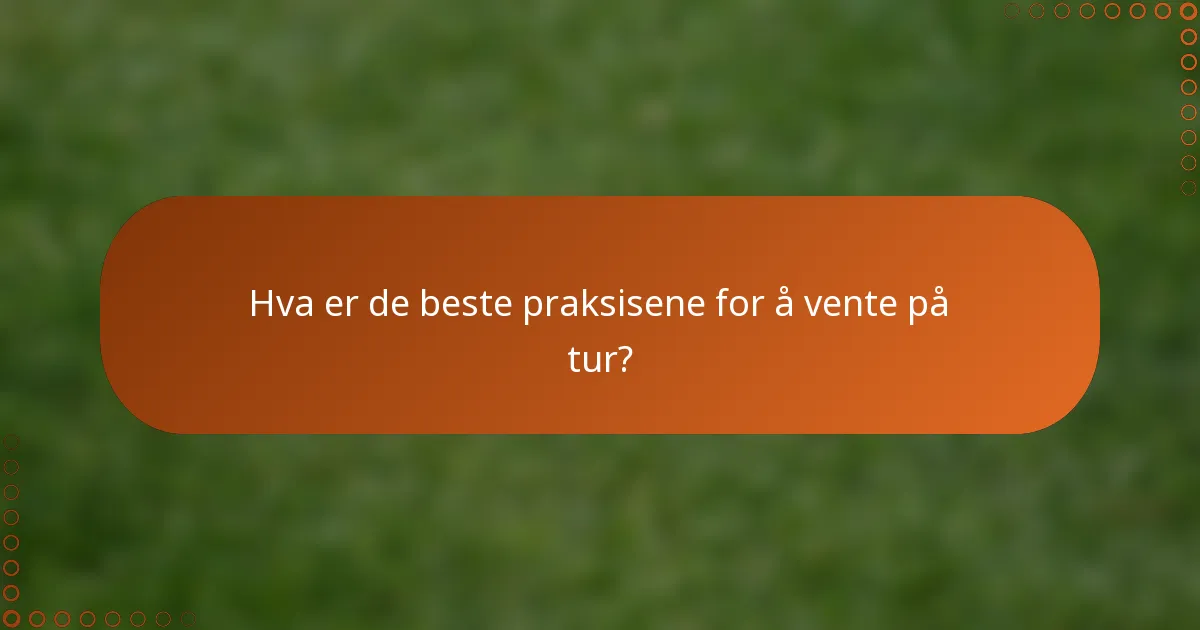 Hva er de beste praksisene for å vente på tur?